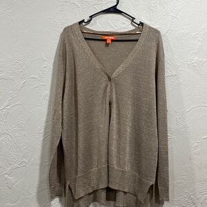Joe Fresh Gold Metallic Shimmer Button Down Cardigan Size large
